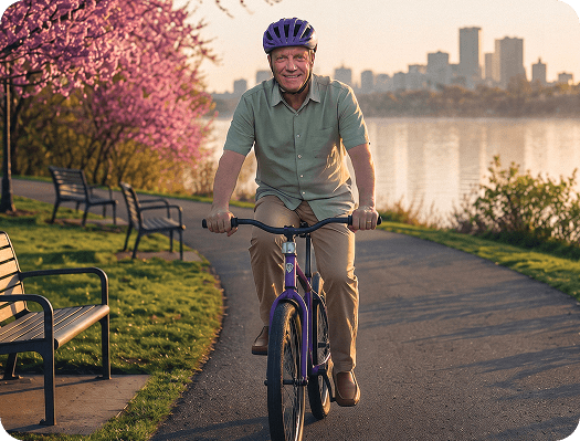 Man riding a bike.